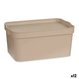 Storage Box with Lid Beige Plastic 7,5 L 21,5 x 14,5 x 32 cm (12 Units) by Kipit, Storage boxes and chests - Ref: S3626354, P...