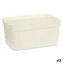 Caixa de Armazenagem com Tampa Creme Plástico 7,5 L 21,5 x 14,5 x 32 cm (12 Unidades) de Kipit, Caixas e baús de arrumação - ...