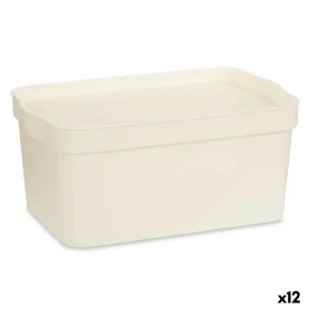 Boîte de rangement avec couvercle Crème Plastique 7,5 L 21,5 x 14,5 x 32 cm (12 Unités) de Kipit, Boîtes et coffres de rangem...