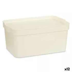 Caja de Almacenaje con Tapa Crema Plástico 7,5 L 21,5 x 14,5 x 32 cm (12 Unidades) de Kipit, Cajas y arcones de almacenaje - ...