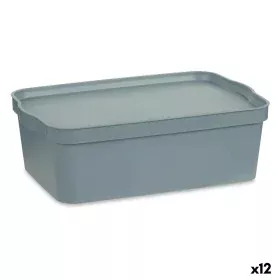 Caja de Almacenaje con Tapa Gris Plástico 14 L 29,5 x 14,3 x 45 cm (12 Unidades) de Kipit, Cajas y arcones de almacenaje - Re...