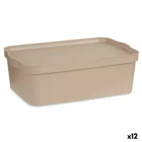 Boîte de rangement avec couvercle Beige Plastique 14 L 29,5 x 14,5 x 45 cm (12 Unités) de Kipit, Boîtes et coffres de rangeme...