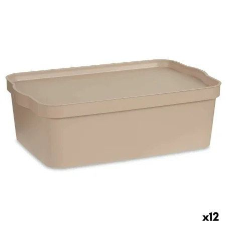 Storage Box with Lid Beige Plastic 14 L 29,5 x 14,5 x 45 cm (12 Units) by Kipit, Storage boxes and chests - Ref: S3626357, Pr...