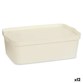 Scatola portaoggetti con coperchio Crema Plastica 14 L 29,5 x 14,3 x 45 cm (12 Unità) di Kipit, Scatole e cassapanche - Rif: ...