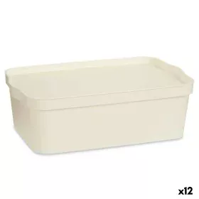 Caixa de Armazenagem com Tampa Creme Plástico 14 L 29,5 x 14,3 x 45 cm (12 Unidades) de Kipit, Caixas e baús de arrumação - R...