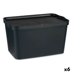 Boîte de rangement avec couvercle Anthracite Plastique 24 L 29,3 x 24,5 x 45 cm (6 Unités) de Kipit, Boîtes et coffres de ran...