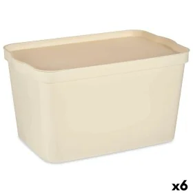 Caja de Almacenaje con Tapa Crema Plástico 24 L 29,3 x 24,5 x 45 cm (6 Unidades) de Kipit, Cajas y arcones de almacenaje - Re...