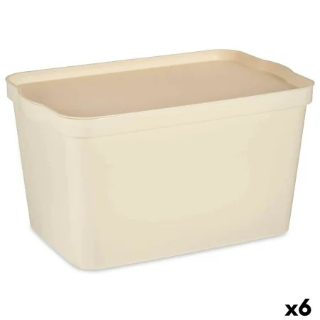 Boîte de rangement avec couvercle Crème Plastique 24 L 29,3 x 24,5 x 45 cm (6 Unités) de Kipit, Boîtes et coffres de rangemen...