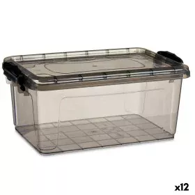 Caixa de Armazenagem com Tampa Antracite Plástico 8,5 L 24 x 16 x 37 cm (12 Unidades) de Kipit, Caixas e baús de arrumação - ...