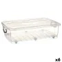 Boîte de rangement avec roues Transparent Plastique 40 L 46,5 x 20 x 72,2 cm (6 Unités) de Kipit, Rangement sous lit - Réf : ...