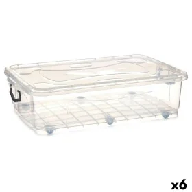 Caja de Almacenamiento con Ruedas Transparente Plástico 40 L 46,5 x 20 x 72,2 cm (6 Unidades) de Kipit, Almacenaje bajo la ca...