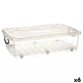 Boîte de rangement avec roues Transparent Plastique 40 L 46,5 x 20 x 72,2 cm (6 Unités) de Kipit, Rangement sous lit - Réf : ...