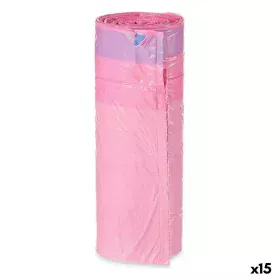 Sacos de Lixo Perfumado Fecho Automático Cor de Rosa Polietileno 15 Unidades 30 L de BigBuy Home, Sacos para o caixote do lix...