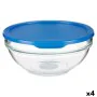 Panier-repas rond avec couvercle Chefs Bleu 1,135 L 17,2 x 7,6 x 17,2 cm (4 Unités) de Pasabahce, Stockage des aliments - Réf...