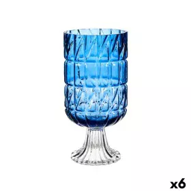 Vase Schnitzerei Blau Kristall 13 x 26,5 x 13 cm (6 Stück) von Gift Decor, Vasen - Ref: S3626486, Preis: 65,19 €, Rabatt: %