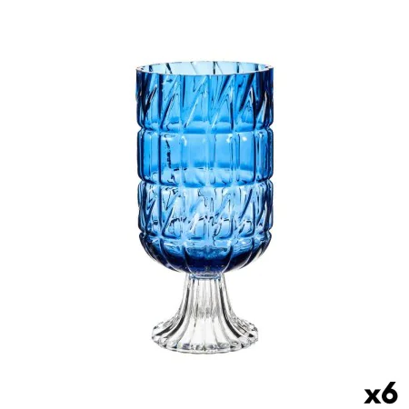 Vaso Lapidado Azul Cristal 13 x 26,5 x 13 cm (6 Unidades) de Gift Decor, Jarrões - Ref: S3626486, Preço: 66,50 €, Desconto: %