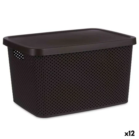 Caja de Almacenaje con Tapa Marrón Plástico 19 L 28 x 22 x 39 cm (12 Unidades) de Kipit, Cajas y arcones de almacenaje - Ref:...