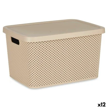 Caja de Almacenaje con Tapa Beige Plástico 19 L 28 x 22 x 39 cm (12 Unidades) de Kipit, Cajas y arcones de almacenaje - Ref: ...