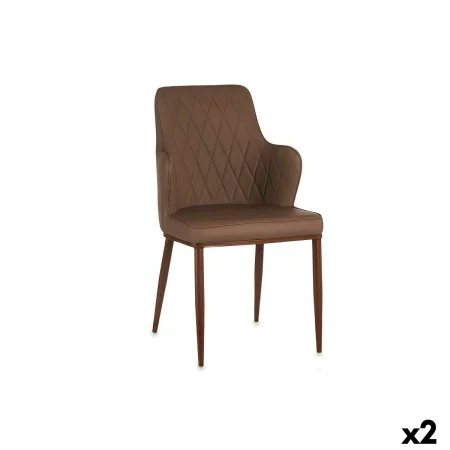 Armchair Rhombus Brown Black Steel 53 x 90 x 43 cm (2 Units) by Gift Decor, Chairs - Ref: S3626546, Price: 173,49 €, Discount: %