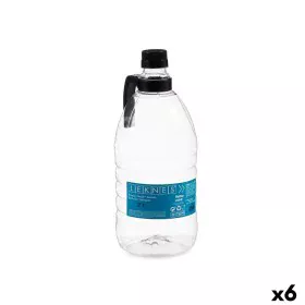 Botella Con asa Negro Transparente Plástico 2 L 11,5 x 28,7 x 11,5 cm (6 Unidades) de Leknes, Cantimploras y botellas de agua...