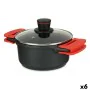 Casserole with glass lid Ø 20 cm Black Aluminium (6 Units) by Kinvara, Casserole pans - Ref: S3626603, Price: 165,14 €, Disco...