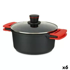 Casserole with glass lid Ø 24 cm Black Aluminium (6 Units) by Kinvara, Casserole pans - Ref: S3626604, Price: 202,60 €, Disco...