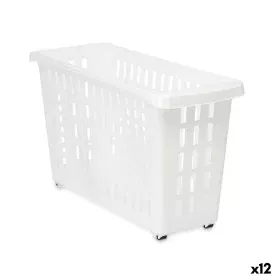 Cesta Multiusos Com rodas Branco Plástico 17,5 x 26 x 46 cm (12 Unidades) de Kipit, Caixas de arrumação sem tampa - Ref: S362...