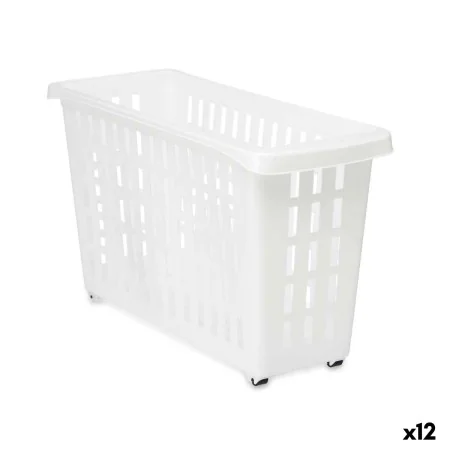 Panier Multi-usages Avec des roues Blanc Plastique 17,5 x 26 x 46 cm (12 Unités) de Kipit, Boîtes de rangement ouvertes - Réf...