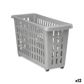 Cesta Multiusos Com rodas Cinzento Plástico 17,5 x 26 x 46 cm (12 Unidades) de Kipit, Caixas de arrumação sem tampa - Ref: S3...