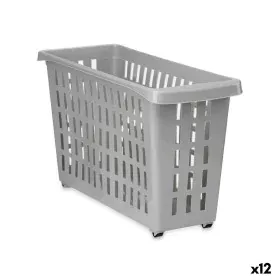 Panier Multi-usages Avec des roues Gris Plastique 17,5 x 26 x 46 cm (12 Unités) de Kipit, Boîtes de rangement ouvertes - Réf ...