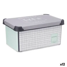 Caixa de Armazenagem com Tampa Home Quadriculado Cinzento Plástico 10 L 23,5 x 16,5 x 35 cm (12 Unidades) de Kipit, Caixas e ...