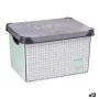 Scatola portaoggetti con coperchio Home Con griglia 22 L Grigio Plastica 29 x 23,5 x 39 cm (12 Unità) di Kipit, Scatole e cas...