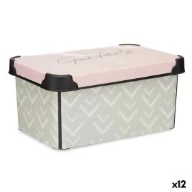 Storage Box with Lid Vibes Arrows Pink Plastic 5 L 19 x 13,5 x 29,5 cm (12 Units) by Kipit, Storage boxes and chests - Ref: S...