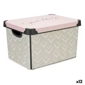 Boîte de rangement avec couvercle Vibes Flèches Rose Plastique 17 L 28 x 22 x 37 cm (12 Unités) de Kipit, Boîtes et coffres d...