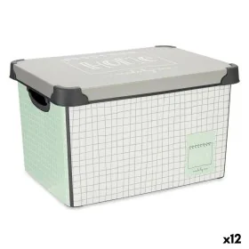 Boîte de rangement avec couvercle Home à carreaux Gris Plastique 17 L 28 x 22 x 37 cm (12 Unités) de Kipit, Boîtes et coffres...