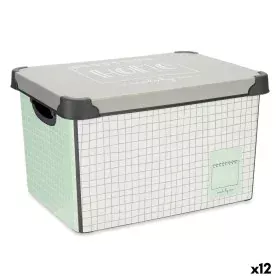 Aufbewahrungsbox mit Deckel Home Quadratisch Grau Kunststoff 17 L 28 x 22 x 37 cm (12 Stück) von Kipit, Aufbewahrungsboxen un...