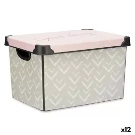 Storage Box with Lid Vibes Arrows 22 L Pink Plastic 30 x 23,5 x 40 cm (12 Units) by Kipit, Storage boxes and chests - Ref: S3...