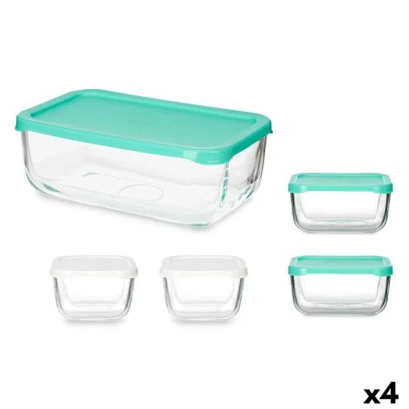 Set of lunch boxes Snow Box Rectangular White Turquoise (4 Units) by Pasabahce, Food storage - Ref: S3626705, Price: 45,65 €,...