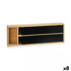 Dispensador de papel Doble Negro Natural Bambú Acero Inoxidable 40 x 7 x 13 cm (8 Unidades) de Kinvara, Estantes y soportes -...