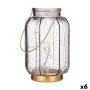 LED Lantern Stripes Grey Golden Glass 13,5 x 22 x 13,5 cm (6 Units) by Gift Decor, Candelabras and candle holders - Ref: S362...