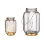 LED Lantern Stripes Grey Golden Glass 13,5 x 22 x 13,5 cm (6 Units) by Gift Decor, Candelabras and candle holders - Ref: S362...