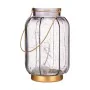 LED Lantern Stripes Grey Golden Glass 13,5 x 22 x 13,5 cm (6 Units) by Gift Decor, Candelabras and candle holders - Ref: S362...