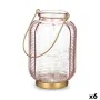 Farol LED Rayas Rosa Dorado Vidrio 13,5 x 22 x 13,5 cm (6 Unidades) de Gift Decor, Candelabros y portavelas - Ref: S3626776, ...