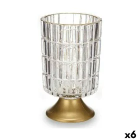 Farol LED Transparente Dorado Vidrio 10,7 x 18 x 10,7 cm (6 Unidades) de Gift Decor, Candelabros y portavelas - Ref: S3626778...