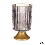 Lanterna LED Cinzento Dourado Vidro 10,7 x 18 x 10,7 cm (6 Unidades) de Gift Decor, Candelabros e suportes para velas - Ref: ...