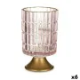 Lanterna LED Cor de Rosa Dourado Vidro 10,7 x 18 x 10,7 cm (6 Unidades) de Gift Decor, Candelabros e suportes para velas - Re...