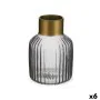 Vase Stripes Grey Golden Glass 12 x 18 x 12 cm (6 Units) by Gift Decor, Vases - Ref: S3626783, Price: 62,21 €, Discount: %