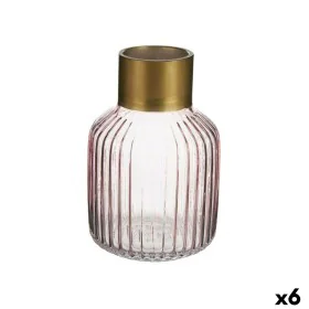 Vase Rayures Rose Doré verre 12 x 18 x 12 cm (6 Unités) de Gift Decor, Vases - Réf : S3626784, Prix : 60,98 €, Remise : %