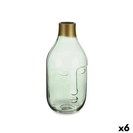 Vase Face Green Glass 11 x 24,5 x 12 cm (6 Units) by Gift Decor, Vases - Ref: S3626805, Price: 66,50 €, Discount: %