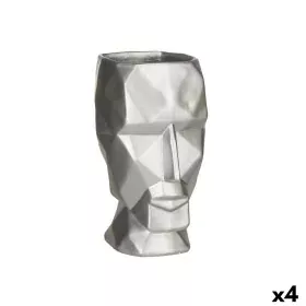 Vase 3D Face Silver Polyresin 12 x 24,5 x 16 cm (4 Units) by Gift Decor, Vases - Ref: S3626831, Price: 54,22 €, Discount: %